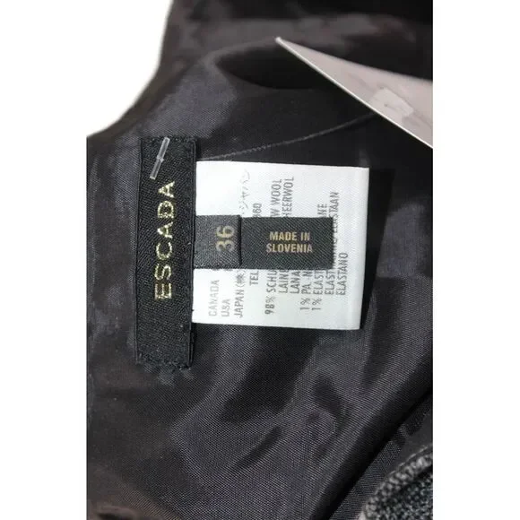 Escada Womens Straight Pencil Mini Skirt Dark Gray Striped Wool Size 36 - Picture 5 of 6